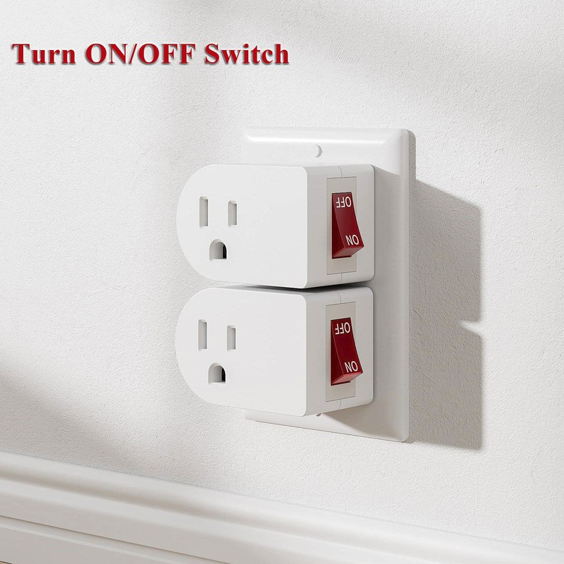 Oviitech 4 Pack Grounded Outlet Wall Tap Adapter with On/Off