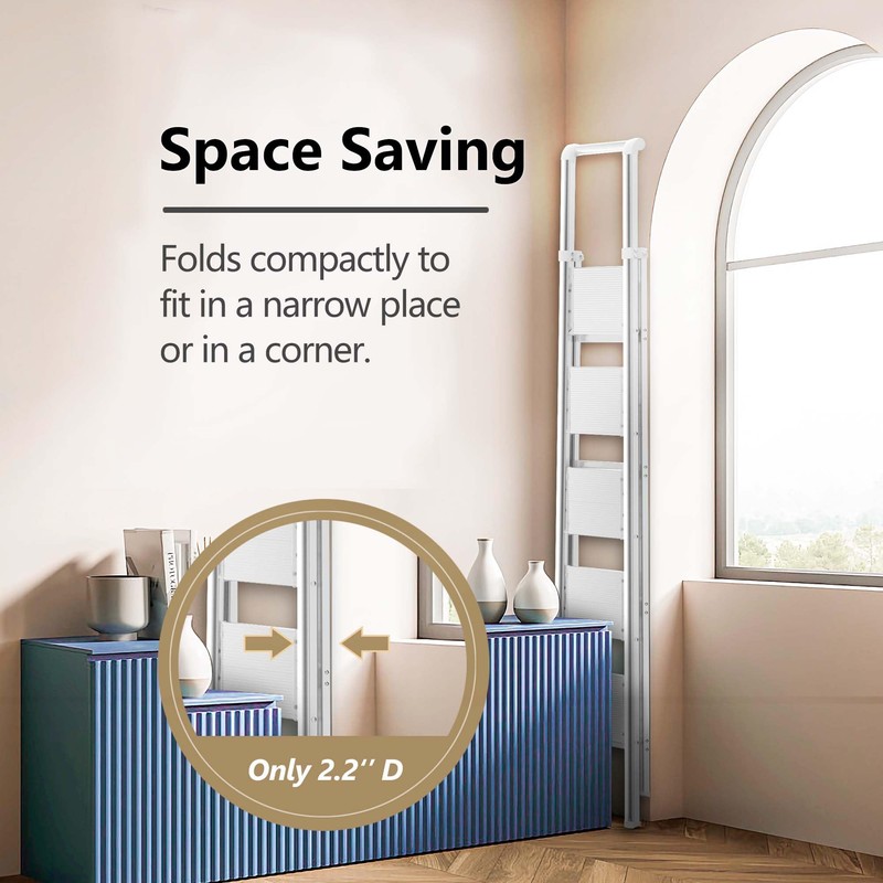 GameGem 5 Step Ladder for 10 Feet High Ceiling, Folding