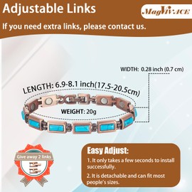 EnerCoppeX Copper Magnetic Bracelet for Women - Turquoise Jewelry with 3500 Gauss Magnet (COB-0170)