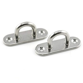 Lind Kitchen 2-Pack M6 Strip Type Eye Plate with Enclosed Hook 304 Stainless Steel Heavy Duty Ceiling & Wall Mount Hanging Hardware Fitting for Yoga Hammock Swing Marine Boat Application