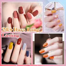 LEVIPE 45Pcs Semi-Permanent Nail Polish, with Base Coat and Glossy and 3 Gel Liners, 8ml Manicure Nail Polish Kit