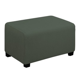 Easy-Going Funda otomana elástica fácil de Usar, Taburete de Almacenamiento Plegable, Protector de Muebles, Funda Rectangular Suave con Fondo elástico pequeña Verde Oliva