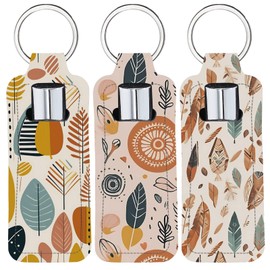 CRASPIRE Chapstick Holder Keychain Bohemian Style Lip Balm Pouch Colorful Rectangle Neoprene Printed Rubber Lipstick Portable Pocket Gloss Case Sleeve for Women Holiday Travel Makeup Storage Bag