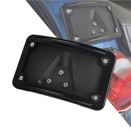 HDBUBALUS Motorcycle Curved Laydown License Plate Mount with Frame Fit for Harley CVO Softail Dyna Fat Boy Low Rider Sportster 1200 883 VTX1300R/S/T VTX1800R/S/T 3-Bolt Black (Black)