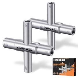 4 Way Sillcock Water Key, 1/4", 9/32", 5/16", 11/32", 2-Pack Steel Multi-Function Utility Key for Sillcocks Faucets Valves Spigots, Silver