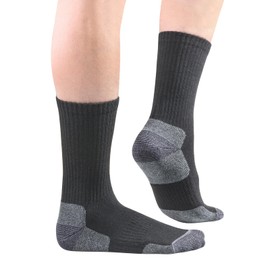 YUEDGE Mens Socks Sweat Wicking Anti Odor Cushioned Black Casual Everyay Work Golf Tennis Workout Training Athletic Crew Socks For Men Pack Size 10-13, 5 Pairs