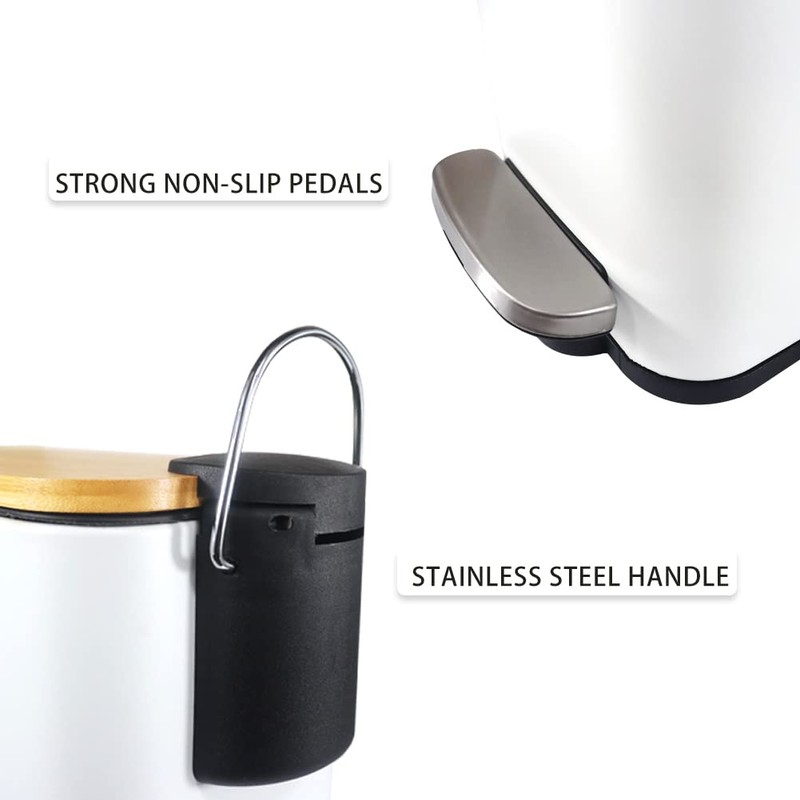 SIDIANBAN Bathroom Trash Can with Bamboo Lid Soft Close and