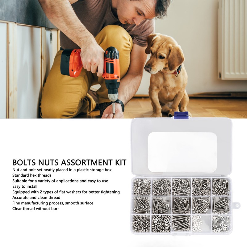 840Pcs Bolts Nuts Assortment Kit Metric M2.5 Assorted Cap Hex