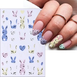 Easter Nail Art Stickers 3D Self-Adhesive Rabbit Chick Carrot Nail Art Stickers Flower Nail Art Supplies Cute Colorful Easter Nail Art Accessories for Women Nail Decorations