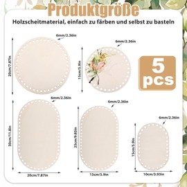 Pack of 5 Basket Base for Crocheting, Wooden Floor for Crocheting, Made of Wood, Natural Wood Basket Base, Bag Base Crochet Basket Base, Basket Base Set for DIY Basket Weaving, Supplies Crafts,