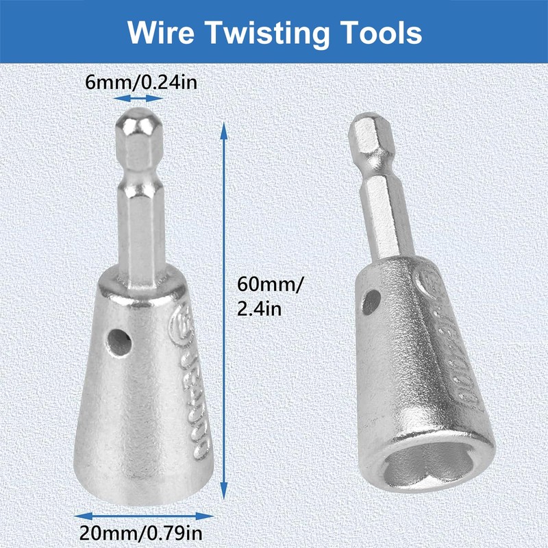 2PCS Wire Twisting Tools, Wire Twister Tool for Drill, 6MM