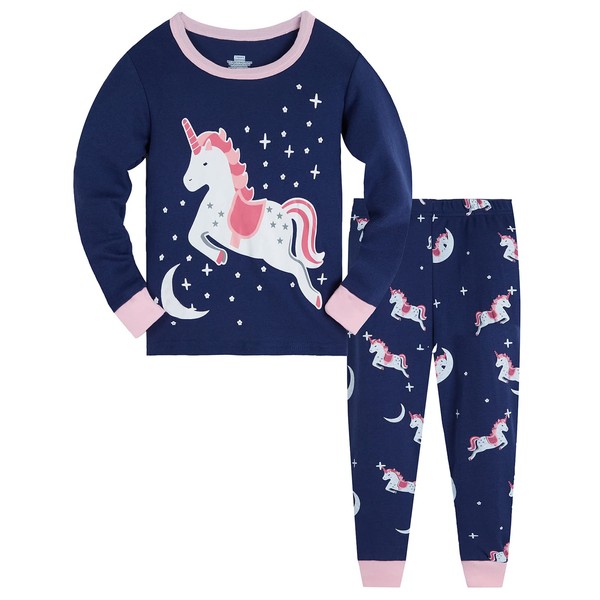 Colobe Girls' Pyjamas Cotton Unicorn Long Sleeve Two Piece Pyjamas