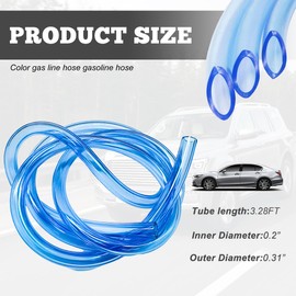 NYTKL Colorful Fuel Line Hose Tube, 0.2 inch 3.28 feet Flexible Silicone Gas Line Petrol Hose, Universal Vacuum Oil Gas Tubing Pipe Replacement for Motorcycle Dirt Pit Bike ATV (Blue)