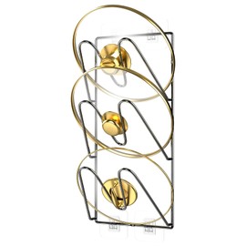 Jusgem Pot Lid Organizer Rack - 1 Pack, 3-Tier Pots and Pans Lid Holder Organizer inside Cabinet or Wall/Door, No-Drill Adhesive Mount for Kitchen Storage (Black)