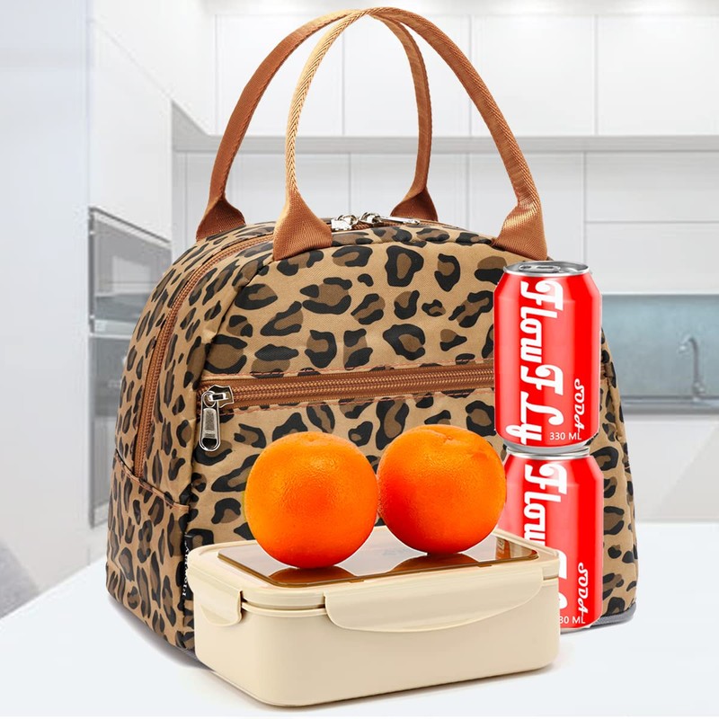 FlowFly Leopard Insulated Lunch Cooler Bag - Tote Organizer for