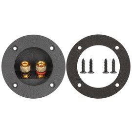 XGGYA 3 Inch Round Screw-Type Speaker Terminals,2-Way Speaker Terminal Cup with Gold Plated Binding Posts,Bare Wire and Banana Plug Connection,1 Pack