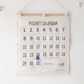 Pocket Monthly Pouch Pocket Storage Organizer Hanging Pocket Money Management Storage Basket Beige