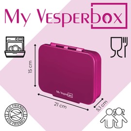 My Vesperbox Bia, Bento Box for Children, Reinforced Closures, Leak-Proof and BPA-Free, Extremely Robust, Lunch Box, Ideal for Nursery and School (Purple)