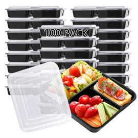 Lifetime Supplies 100 PACK Meal Prep Containers, Extra Large & Thick Food Storage Containers with Lids - BPA Free Stackable Microwavable & Dishwasher Safe, Travel, To Go, Bento Box