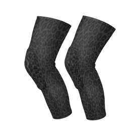 Caikeny Knee Pads for Garden Leopard Grey Black Wrestling Knee Pads Long Leg Sleeves Braces Compression Pad Support for Basketball Football Cycling 1 Pair