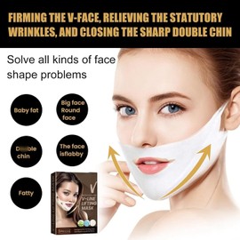 Mascarilla Lifting V Line Doble Mentón Reductor, Mascarilla Facial Cinta Doble Mentón Reductor, Lifting y Reafirmación Facial, Hidrata profundamente y repara la piel, Se adapta a cualquier rostro