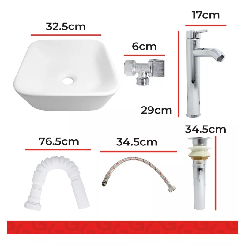 Ceramosa Kit Lavabo Ovalin + Monomando+ Contra + Cespol Baño