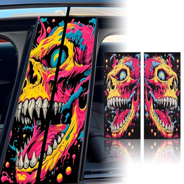Blueshyhall B Pillar Sticker Car Skull Motif, Pack of 2
