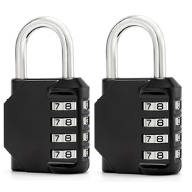 2 Pack Combination Lock,4 Digit Locker Lock Weatherproof Padlock Outdoor Lock for School Gym Locker,Gate, Case,Toolbox, Fence, Hasp, Cabinet (2, Black)