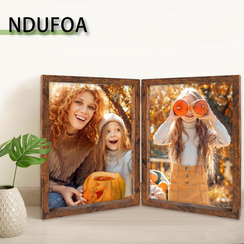 8x10 Double Picture Frames Vertical Hinged Wood Bifold Photo Frame