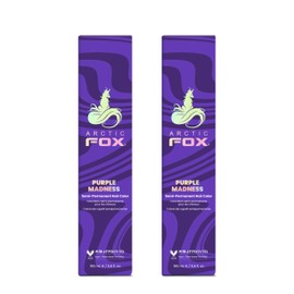 Arctic Fox Semi-Permanent Hair Color, Purple Madness, Vegan & Cruelty-Free, Ammonia-Free, Hydrating Formula, Vibrant Purple Hair Dye for All Hair Types, 5.6 Fl Oz (Pack of 2)