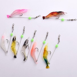 7PCS Shrimp Bait Saltwater Fishing Lures with Hook Soft Shrimp Fishing Tackle for Freshwater Saltwater