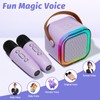 Mini Karaoke Speaker with 2 Wireless Microphones,Voice Effects,LED Lights, Portable