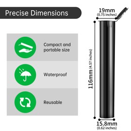 Nilef Plastic Pop Top Tubes | 116mm | 50 Pack | Black Child-Resistant Packaging | Travel Holder Vial Containers | Easy Open by Squeezing Sides (Q1411)