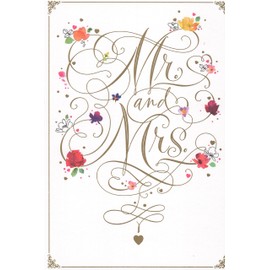 Heartline Mr. and Mrs. Wedding Day Card for the Bride and Groom Congratulations - Wishing You a Day Full of Joy and a Lifetime Filled With Love