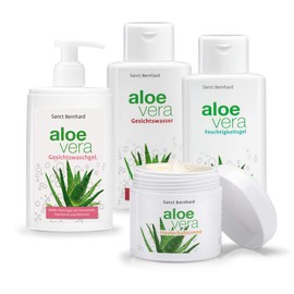 Sanct Bernhard Aloe Vera Care Set of 4 - Moisturising Gel, Skin Cream, Wash Gel, Facial Toner