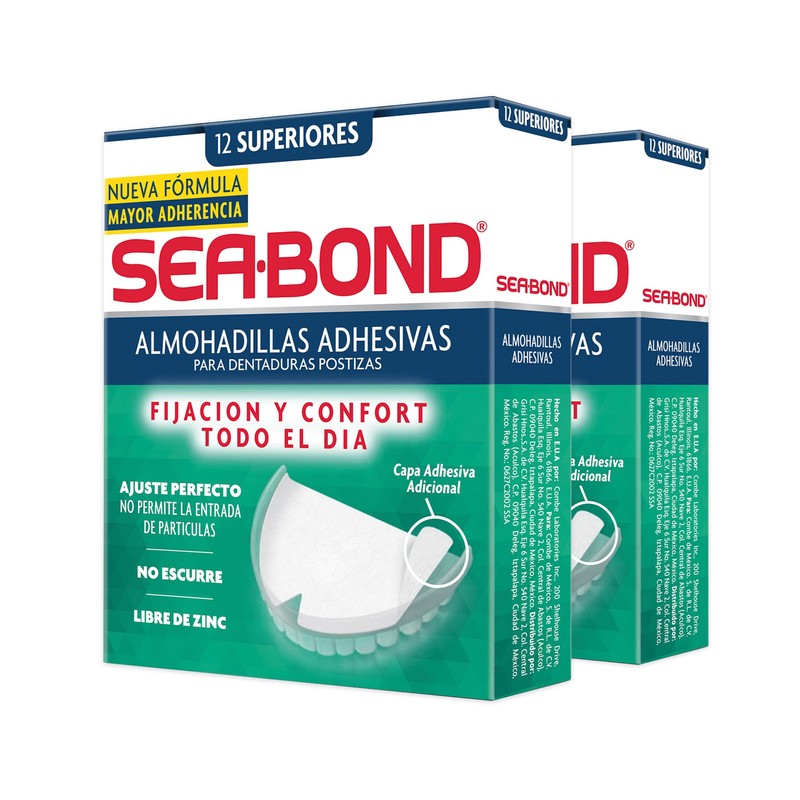 Sea-Bond Kit Almohadilla Adhesiva para Dentaduras Postizas Superiores, 2 pack