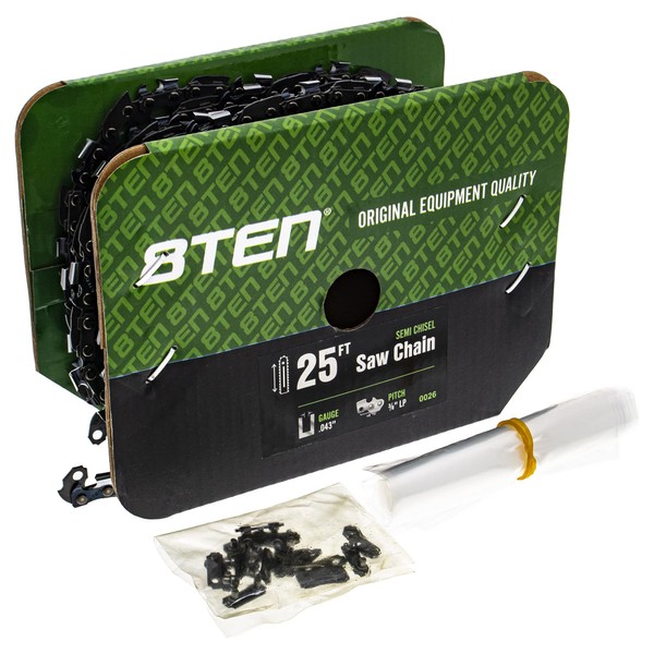 8TEN Chainsaw Chain Bulk Reel Semi Chisel 25 Foot .043