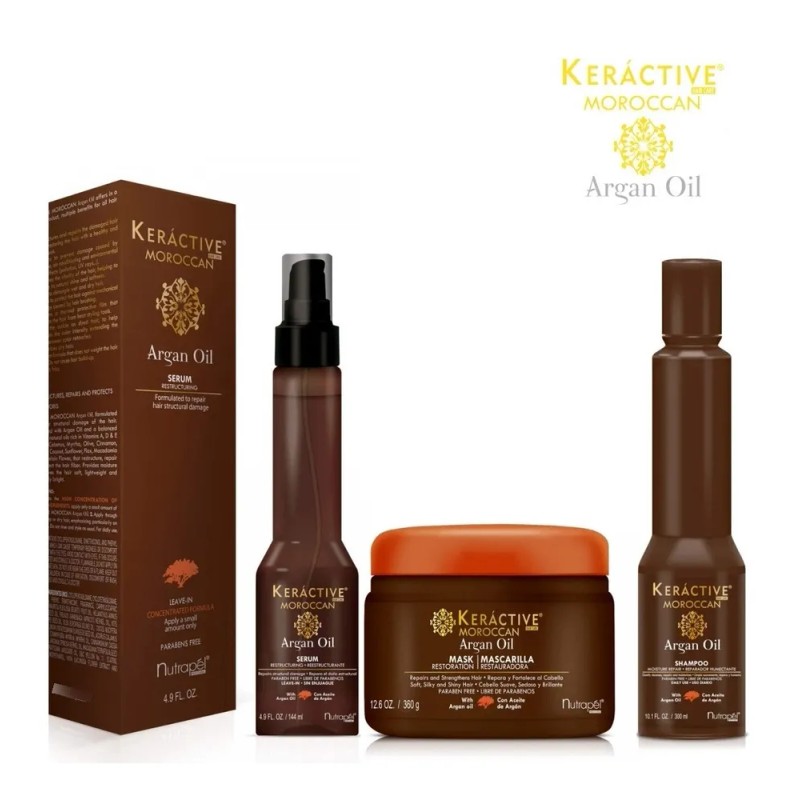 Nutrapel Moroccan Kit Restaura Cabello Argan Oil 3 Pzs