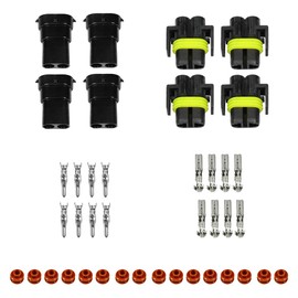 HUIQIAODS H11/H8/H9 Waterproof Adapter for HID, Waterproof Coupler, Xenon Treatment, Wire Thickness 0.1 - 0.2 inch (3 - 5 mm), Set of 4