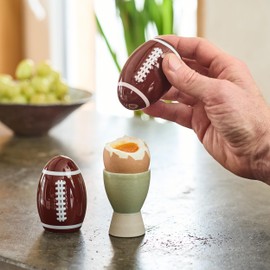 40YARDS American Football Ceramic Salt and Pepper Shakers (Pack of 2) in Football Shape with Raised, Tactile Stitching - Gift for Football Fans