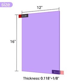 Enoin 1 Pack 12x16 Inches Purple Translucent Acrylic/Plexiglass Sheet 0.118'' 1/8 Thick, Plastic Sheet Colored Board Panel for Glass, DIY, Painting, Art Craft
