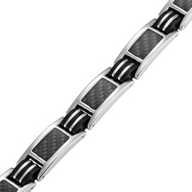 Willis Judd New Mens Titanium Magnetic Bracelet with Black Carbon Fiber Insets Free Link Removal Tool