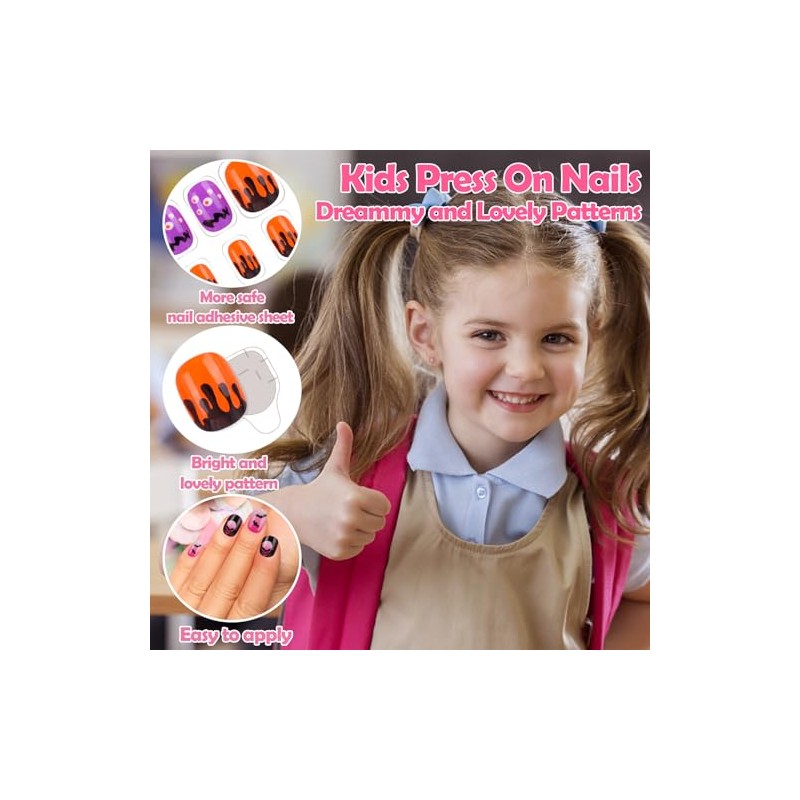 240 uñas postizas para niñas, uñas postizas acrílicas cortas de