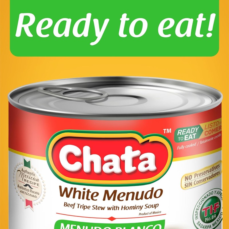 Chata Mexican White Menudo, Beef Belly Stew with Hominy Corn,