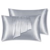 LULUSILK Silk Pillow Cases 2 Pack with Hidden Zipper, Silvergrey