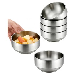 Zitonyang Stainless Steel Bowls, 6 Pack Double Wall Insulated Bowls Stainless Steel Soup Bowl, Metal Mixing Bowl For Cereal, Soup, Ice Cream, Rice, Noodles, Salad, Snacks(10 oz)