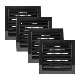 Vent Systems 4'' Inch Black Pack of 4 Air Vent Cover Dryer Vents and Bathroom Exhaust Vents Pipe, Black Louvered Dryer Vent Cover - Exhaust, Supply Air Register Grille with Flange