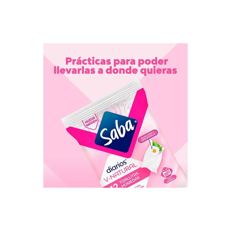 Toallitas húmedas íntimas Saba diarios V-natural 12 unidades