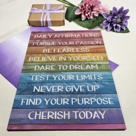 Motivational Wall Art Sign Plaque Inspire Every Day Vibrant Print Daily Affirmation A4 Wooden Home Décor Uplifting Decoration