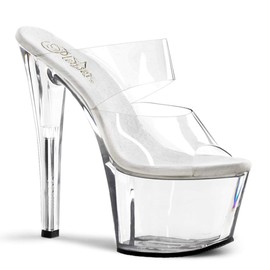 Pleaser Women's Sky-302 Platform Slide Clear/Clear